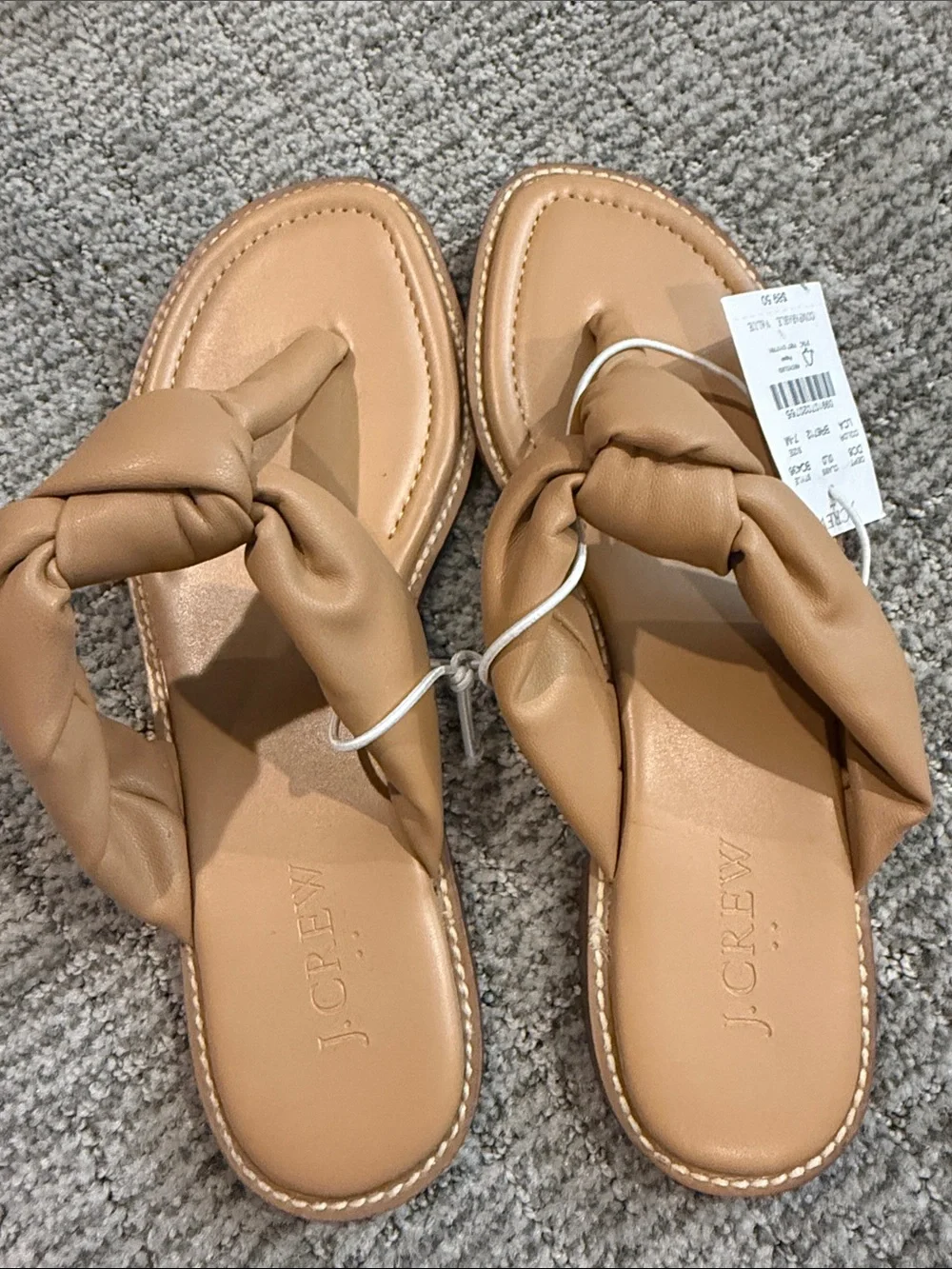 Nwt - J.Crew Knotted Thong Sandals | Tan Leather Sandals | Size 7